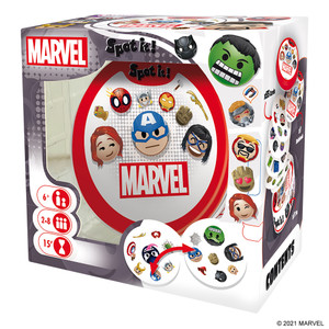 Board game box featuring game title and a circular tin inside. Board game box featuring game title and a circular tin inside.