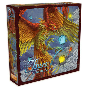 Board game box featuring game title and a phoenix illustration. Board game box featuring game title and a phoenix illustration.