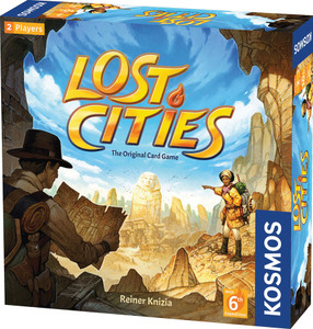 Board game box featuring game title and explorers in a desert. Board game box featuring game title and explorers in a desert.