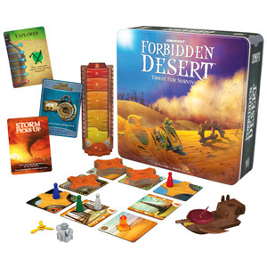 Board game box featuring game title and desert scenery. Board game box featuring game title and desert scenery.