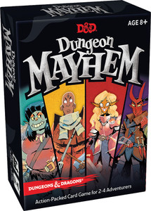 Board game box featuring game title and cartoon D&D characters. Board game box featuring game title and cartoon D&D characters.