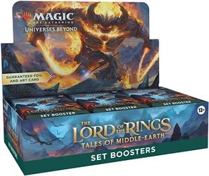 An open Magic the Gathering: Lord of the Rings Set Booster Display box featuring the set title.