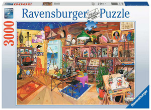 Puzzle box featuring a depiction of a naturalist's room filled with various items from their travels. The room has a wide array of items ranging from plants to miniature replicas. Puzzle box featuring a depiction of a naturalist's room filled with various items from their travels. The room has a wide array of items ranging from plants to miniature replicas.