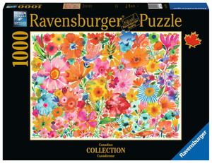 Black puzzle box featuring a depiction of various colorful water color flowers and animals. Black puzzle box featuring a depiction of various colorful water color flowers and animals.