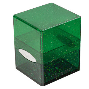 Closed Ultra Pro satin cube deck box in the color glitter green.