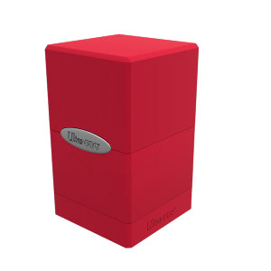 Closed ultra pro satin tower deck box in the color red.