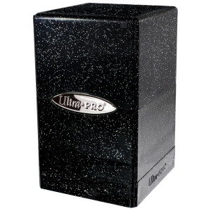 Closed Ultra Pro satin tower deck box in the color glitter black. Closed Ultra Pro satin tower deck box in the color glitter black.