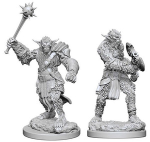 Two unpainted Bugbear miniatures on a white background.