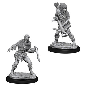 Two unpainted Bandit miniatures on a white background. The one on the left is wielding a dagger while the one on the right is wielding a crossbow. Two unpainted Bandit miniatures on a white background. The one on the left is wielding a dagger while the one on the right is wielding a crossbow.