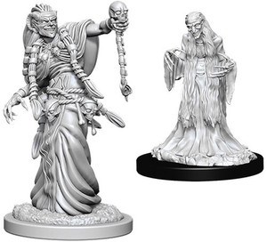 An unpainted Green Hag and Night Hag miniature on a white background.