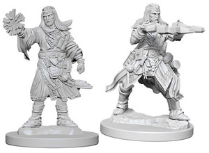 Two unpainted Male Human Wizard miniatures on a white background. Two unpainted Male Human Wizard miniatures on a white background.
