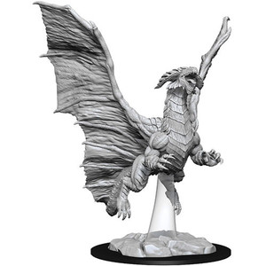An unpainted Young Copper Dragon miniature flying through the air on a white background. An unpainted Young Copper Dragon miniature flying through the air on a white background.