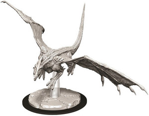 An unpainted Young White Dragon miniature in flight on a white background. An unpainted Young White Dragon miniature in flight on a white background.