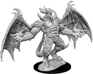An unpainted Pit Devil miniature on a white background.