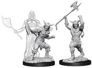 Two unpainted Male Human Barbarian miniatures on a white background. Two unpainted Male Human Barbarian miniatures on a white background.