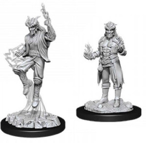 Two unpainted Male Tiefling Sorcerer miniatures on a white background. The one on the left is jumping into the air while the one on the right is standing on the ground. Two unpainted Male Tiefling Sorcerer miniatures on a white background. The one on the left is jumping into the air while the one on the right is standing on the ground.
