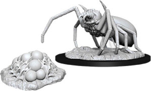 An unpainted Giant Spider and Egg Clutch miniature on a white background.