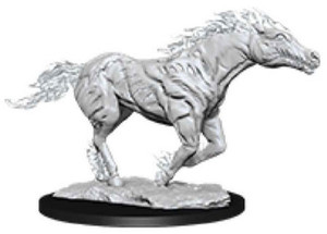 An unpainted Nightmare miniature on a black base with a white background.