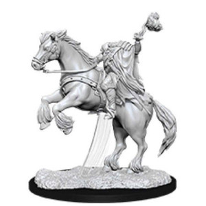 An unpainted Dullahan miniature on a horse with a white background. An unpainted Dullahan miniature on a horse with a white background.