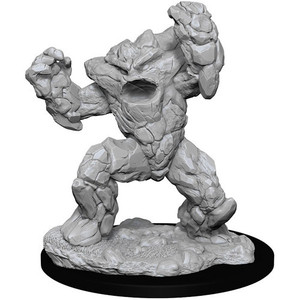 An unpainted earth elemental miniature on a white background. An unpainted earth elemental miniature on a white background.