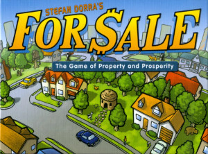 Board game box featuring game title and a cartoon depiction of a suburban neighborhood.