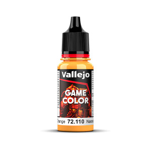 Vallejo Game Color paint bottle with product name and an image of a demon in the background. The Sunset Orange color of the paint is visible in the clear plastic sections. Vallejo Game Color paint bottle with product name and an image of a demon in the background. The Sunset Orange color of the paint is visible in the clear plastic sections.