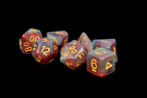 Metallic Dice Games - 7 Set RPG Dice - Resin - Red Pearl Swirl