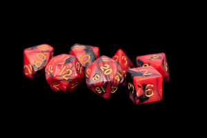 Metallic Dice Games - 7 Set RPG Dice - Acrylic - Red and Black Marble Metallic Dice Games - 7 Set RPG Dice - Acrylic - Red and Black Marble
