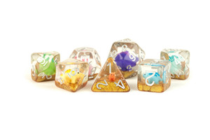 Metallic Dice Games - 7 Set RPG Dice - Resin - Rainbow Dinosaur Metallic Dice Games - 7 Set RPG Dice - Resin - Rainbow Dinosaur