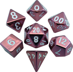 Metallic Dice Games - 7 Set RPG Dice - Metal - Pink Metallic Dice Games - 7 Set RPG Dice - Metal - Pink