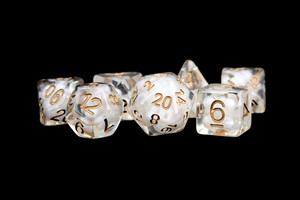 Metallic Dice Games - 7 Set RPG Dice - Resin - Pearl with Copper Numbers Metallic Dice Games - 7 Set RPG Dice - Resin - Pearl with Copper Numbers