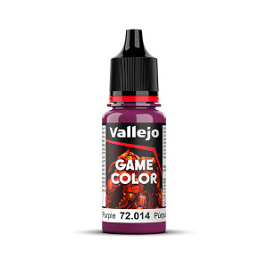 Vallejo Game Color paint bottle with product name and an image of a demon in the background. The Warlord Purple color of the paint is visible in the clear plastic sections. Vallejo Game Color paint bottle with product name and an image of a demon in the background. The Warlord Purple color of the paint is visible in the clear plastic sections.