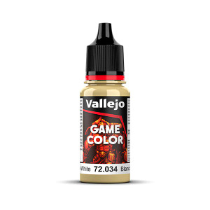 Vallejo Game Color paint bottle with product name and an image of a demon in the background. The Bone White color of the paint is visible in the clear plastic sections. Vallejo Game Color paint bottle with product name and an image of a demon in the background. The Bone White color of the paint is visible in the clear plastic sections.