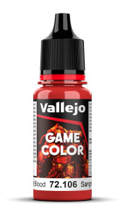 Vallejo Game Color paint bottle with product name and an image of a demon in the background. The scarlet blood color of the paint is visible in the clear plastic sections. Vallejo Game Color paint bottle with product name and an image of a demon in the background. The scarlet blood color of the paint is visible in the clear plastic sections.