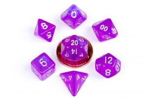 Metallic Dice Games - 7 Set RPG Dice - Acrylic - Stardust Purple