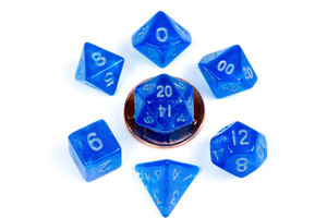 Metallic Dice Games - 7 Set RPG Dice - Acrylic - Mini Stardust Blue Metallic Dice Games - 7 Set RPG Dice - Acrylic - Mini Stardust Blue