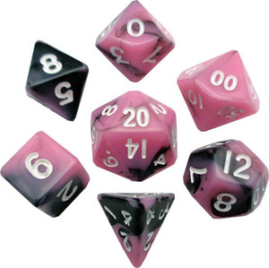Metallic Dice Games - 7 Set RPG Dice - Acrylic - Pink and Black Marble Metallic Dice Games - 7 Set RPG Dice - Acrylic - Pink and Black Marble