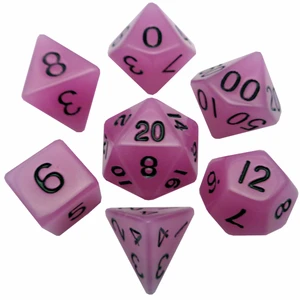 Metallic Dice Games - 7 Set RPG Dice - Acrylic - Glow in the Dark Purple