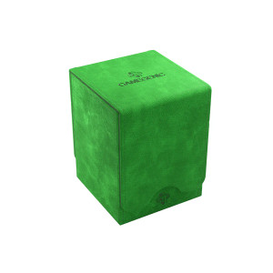 A TCG Deck Box with the company logo "Gamegenic" on the top. The box is green and has a jean-like texture to the cloth exterior. A TCG Deck Box with the company logo "Gamegenic" on the top. The box is green and has a jean-like texture to the cloth exterior.