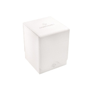 A TCG Deck Box with the company logo "Gamegenic" on the top. The box is white and has a jean-like texture to the cloth exterior. A TCG Deck Box with the company logo "Gamegenic" on the top. The box is white and has a jean-like texture to the cloth exterior.
