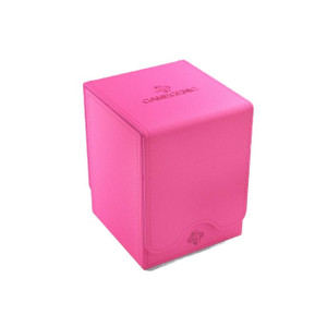A TCG Deck Box with the company logo "Gamegenic" on the top. The box is pink and has a jean-like texture to the cloth exterior. A TCG Deck Box with the company logo "Gamegenic" on the top. The box is pink and has a jean-like texture to the cloth exterior.