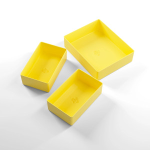 Three yellow Token Silo trays: one sized for Standard American cards and two for Mini American cards. Three yellow Token Silo trays: one sized for Standard American cards and two for Mini American cards.