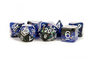 Metallic Dice Games - 7 Set RPG Dice - Resin - Eternal Blue and Black Metallic Dice Games - 7 Set RPG Dice - Resin - Eternal Blue and Black