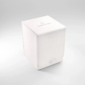 A deck box with a white cloth exterior. Embossed on the lid is Gamegenic's logo. A deck box with a white cloth exterior. Embossed on the lid is Gamegenic's logo.