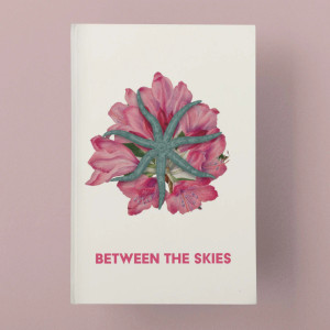 An RPG titled "Between the Skies" at the bottom of the mostly white cover. At the center is a large, pink and green flower flower. An RPG titled "Between the Skies" at the bottom of the mostly white cover. At the center is a large, pink and green flower flower.