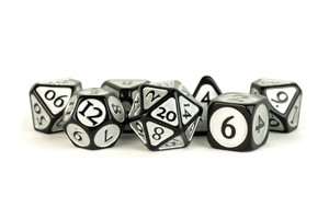 Metallic Dice Games - 7 Set RPG Dice - Metal - Enamel Black with Silver Metallic Dice Games - 7 Set RPG Dice - Metal - Enamel Black with Silver