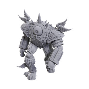 A grey-primed figure of a Marut: a large, top-heavy steampunk robot with overlapping metal pieces and spikey bits atop its neckless head. In the top of its abdomen is a giant eyeball. A grey-primed figure of a Marut: a large, top-heavy steampunk robot with overlapping metal pieces and spikey bits atop its neckless head. In the top of its abdomen is a giant eyeball.