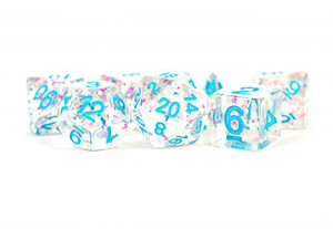 Metallic Dice Games - 7 Set RPG Dice - Resin - Clear Confetti