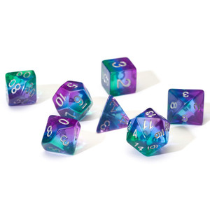 Metallic Dice Games - 7 Set RPG Dice - Resin - Blue Aurora Metallic Dice Games - 7 Set RPG Dice - Resin - Blue Aurora