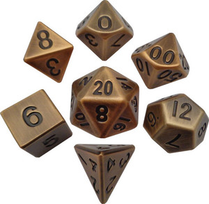 Metallic Dice Games - 7 Set RPG Dice - Metal - Antique Gold Metallic Dice Games - 7 Set RPG Dice - Metal - Antique Gold